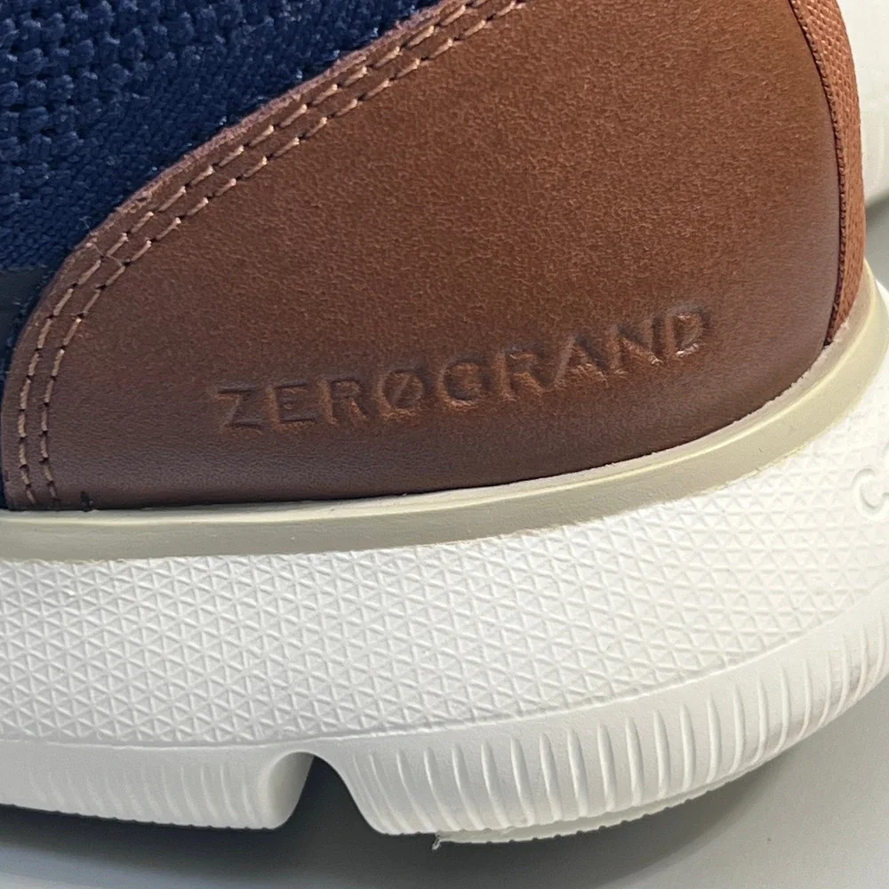 Cole Haan Zerogrand Omni Navy Blue knit Brown leather Oxford Sneaker 11.5 shoe